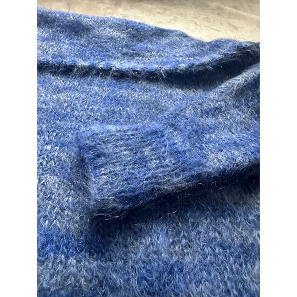 Vintage Mohair Wool Sweater blue collared Bohemian fuzzy warm bat wing sleeve - Picture 11 of 16